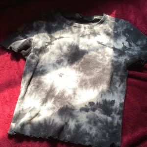 Tie dye lettuce trim crop top